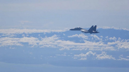 A Chinese military plane flies during a training exercise of the air force corps of the Eastern Theater Command of the Chinese People's Liberation Army (PLA), Friday, Aug. 5, 2022. AP/RSS Photo